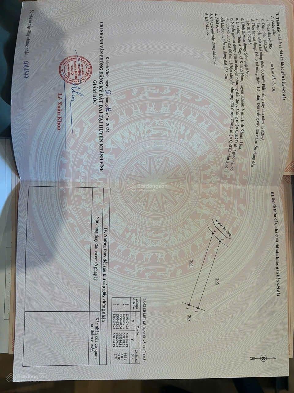 Bán lô đất thổ cư thôn a xay , xã Khánh Nam , Tây Khánh Vĩnh