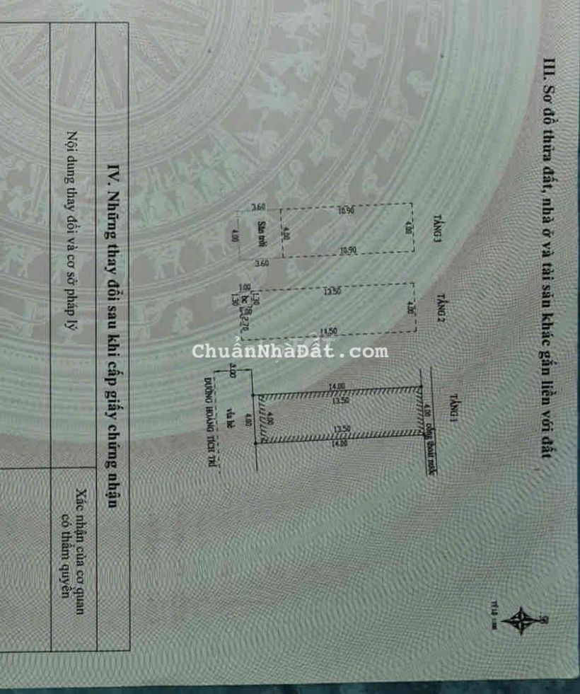 Bán nhà 3 tầng mặt tiền đường hoàng tích trí hải châu