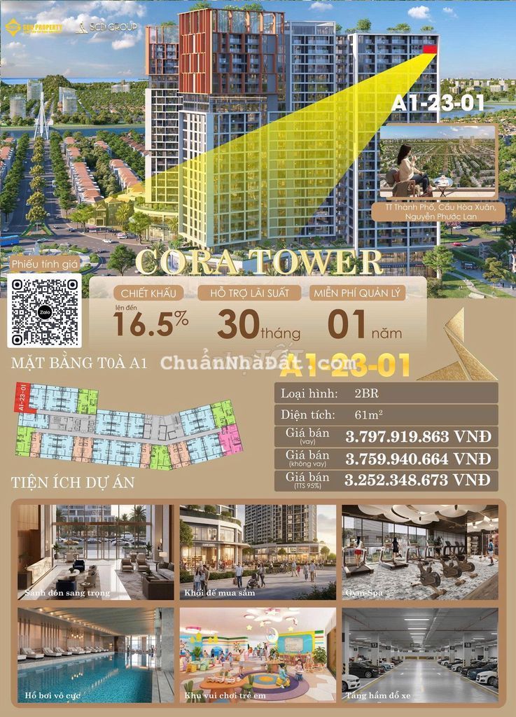 Căn góc CoraTower 2 phòng ngủ giá *** thị trường