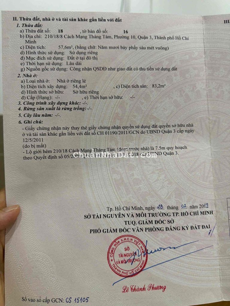 Bán nhà 210/18/8 CMT8 4.3x15 1 lầu vuông vức . 7.6 tỉ