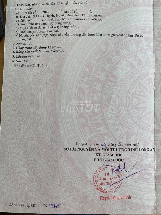 Bán lô đất 4x20m KDC Cát Tường Phú Thạnh, Đức Hòa