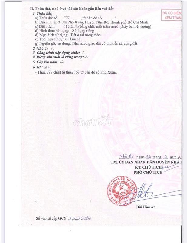 Ngân hàng SHB thanh lý đất xã Phú Xuân, Nhà Bè, TPHCM