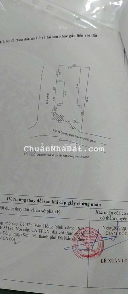 Lô góc 60m2 kiệt Điện Biên Phủ Đà Nẵng, phù hợp đầu tư cho thuê