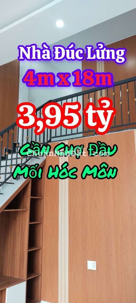 BÁN NHÀ ĐÚC LỬNG GẦN CHỢ ĐẦU MỐI HÓC MÔN 4M X 18M