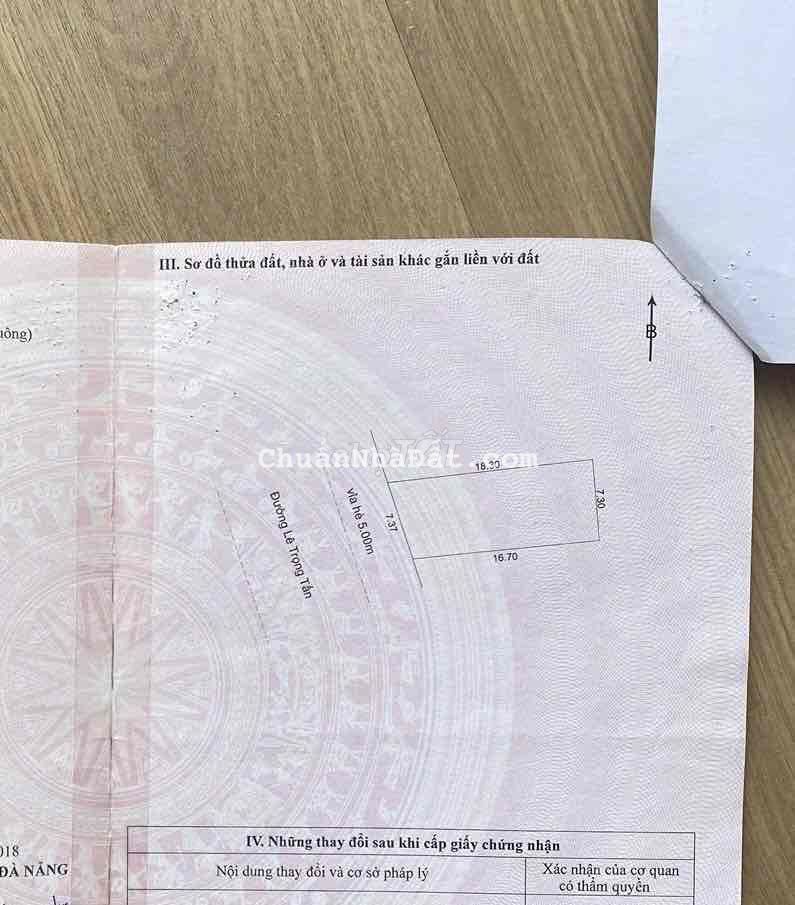 Bán MT LÊ TRỌNG TẤN 126m2 ngang 7m phường AN KHÊ