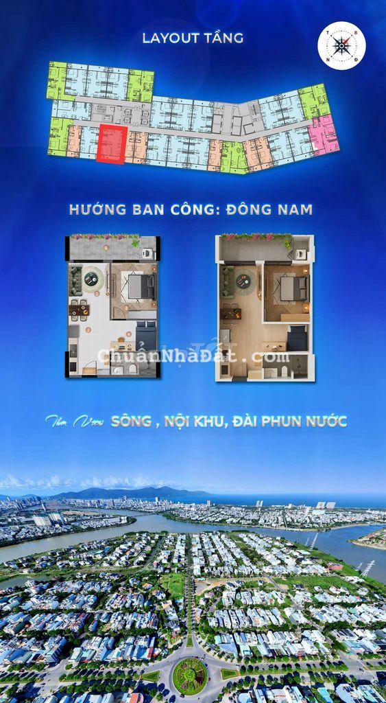 Bán Căn Hộ Sun Cora Tower 1PN 1+. View Đông Nam .