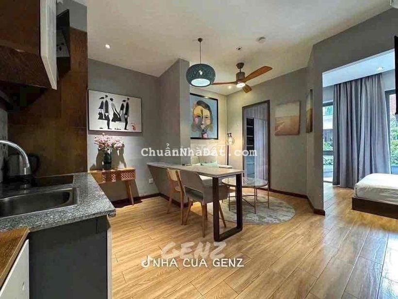 Chung Cư Mini 1 Phòng Ngủ - Ban Công Lớn, Tone Nâu Gỗ, Nội Thất Luxury