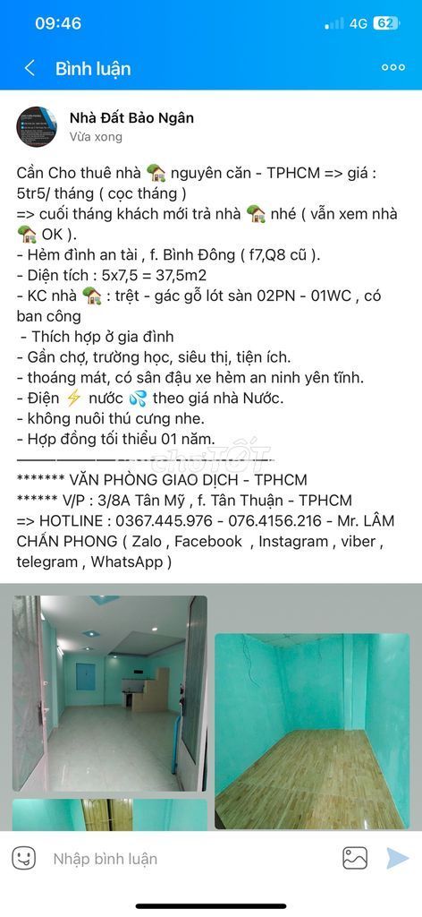 Nhà đường Đình An Tài,Q8 => 5tr5/ tháng