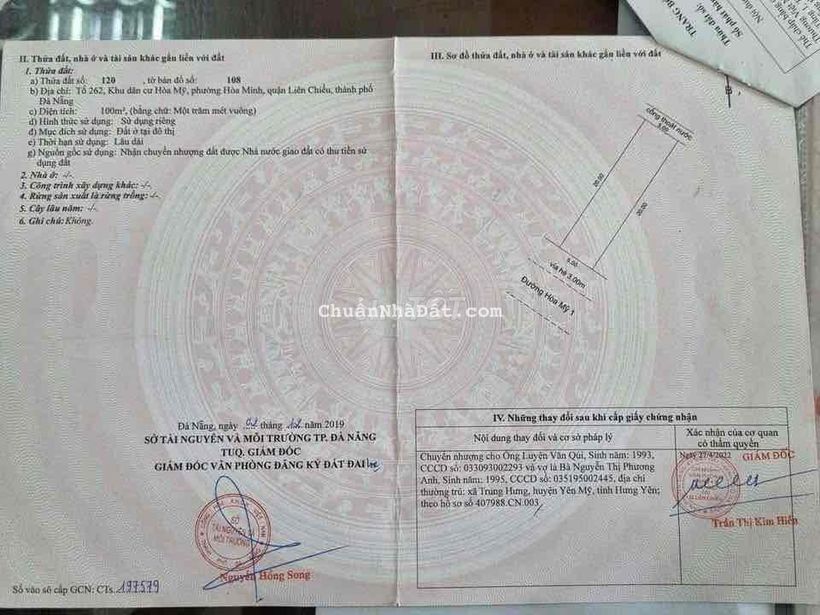 Bán Đất Tặng Nhà C4 MT Hoà Mỹ 1