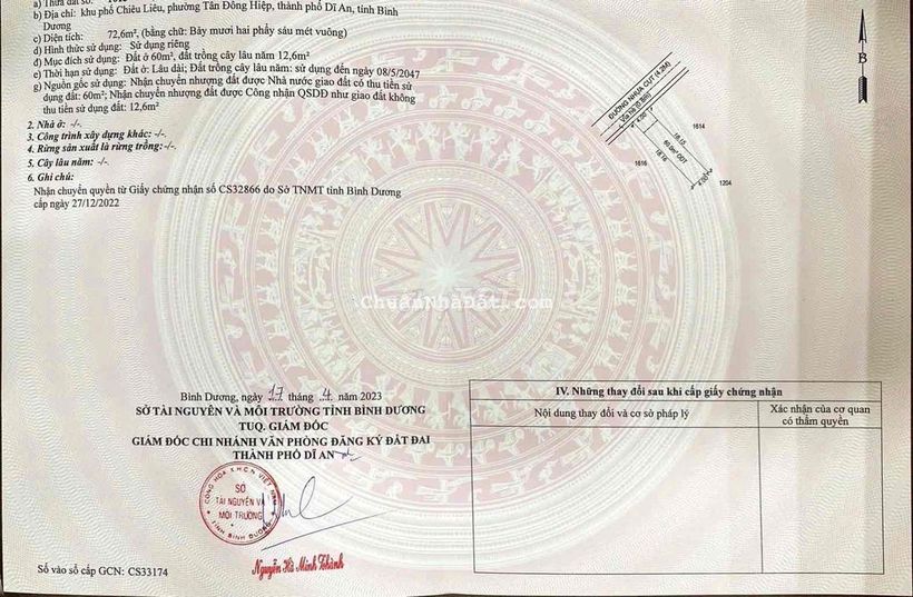 NHÀ CẤP 4 GẦN NGÃ TƯ 550 TÂN ĐÔNG HIỆP | 72,6M THỔ CƯ 60M