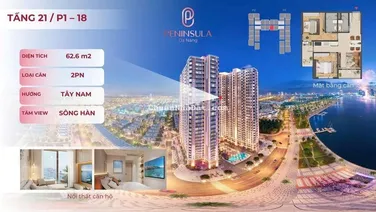 🔥 P1.21-18 – Căn 2PN view trực diện sông Hàn tầng 21 🔥