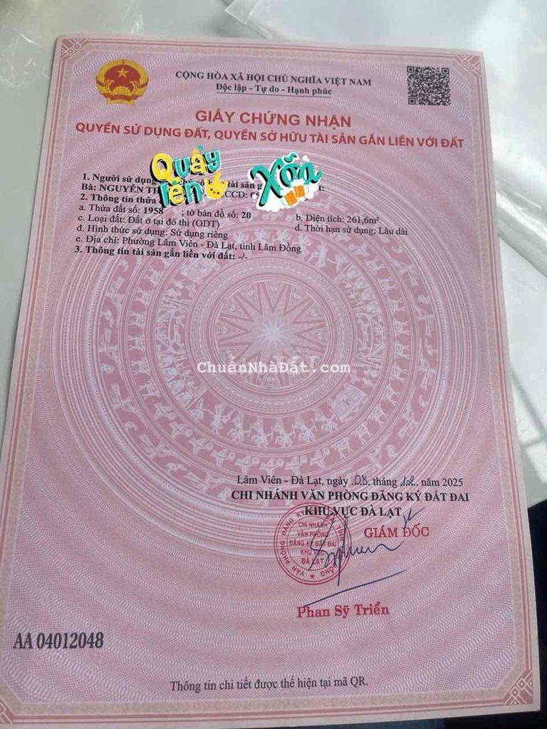 Cần bán 3 lô phường lâm viên đà lạt