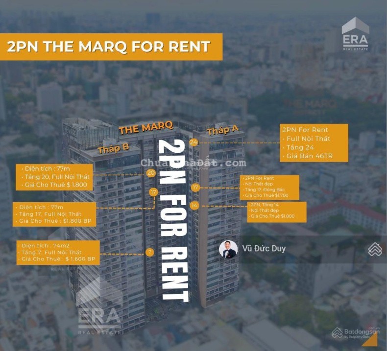 2PN The Marq cho thuê 53TR | update giá thuê 10 căn hai phòng ngủ The Marq Hạng sang Quận 1