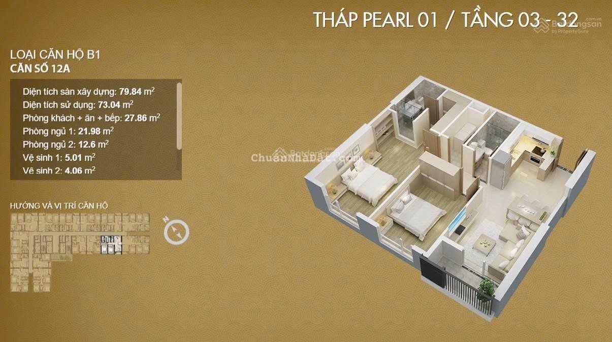 Cơ hội đầu tư số 1 cho khách đầu tư. Sổ hàng 50 năm chuyển sổ Việt sổ lâu dài, 74m2. Tầng trung