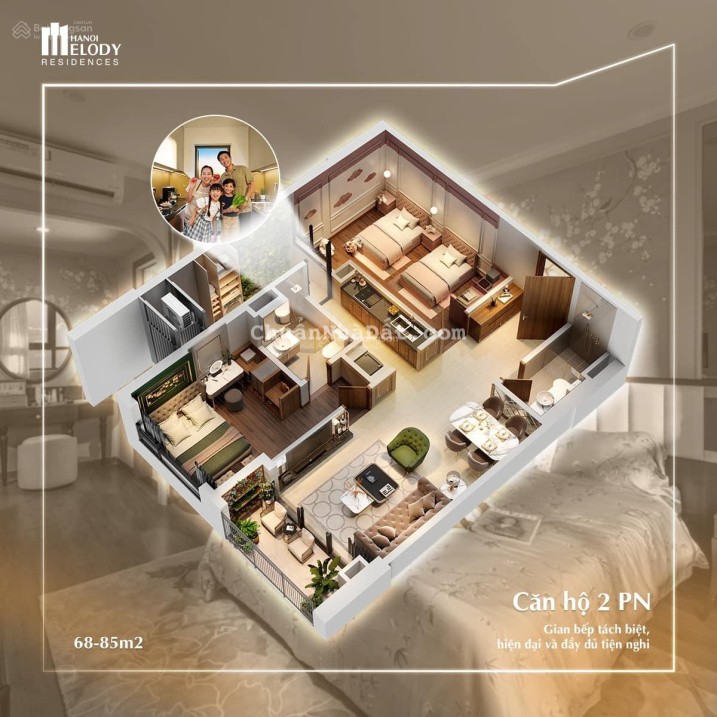 Căn hộ 2PN 68m2 hướng mát giá 60tr/m2 Vốn chỉ 3.9 tỷ