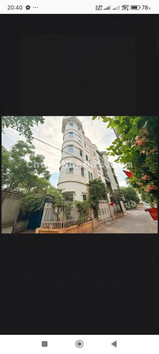 Lô Góc Ngõ 699Lạc Long Quân- DiệnTích 72/110m2 x 5 tầng- Thang Máy-Mặt Tiền 16m- chào 33 tỷ -Tây Hồ